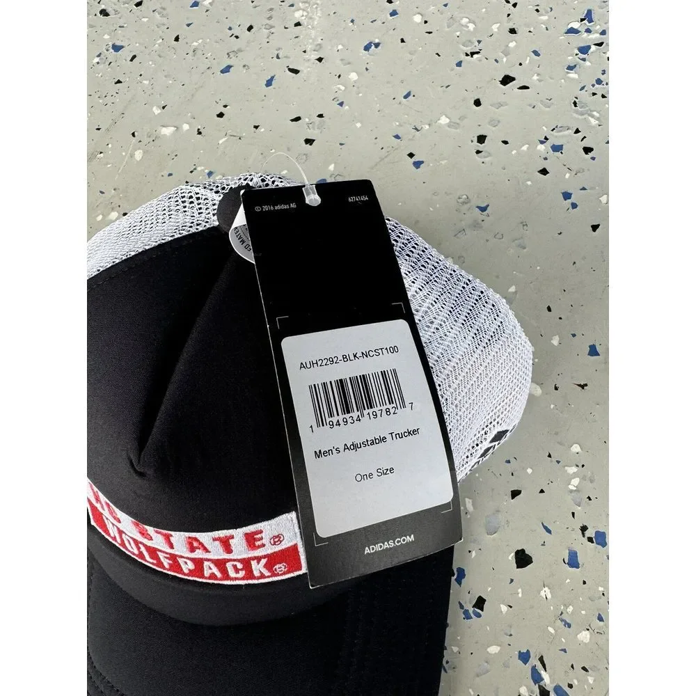 NC State Wolfpack Adidas Men's Snapback Hat New Black Red‎ White Football NWT